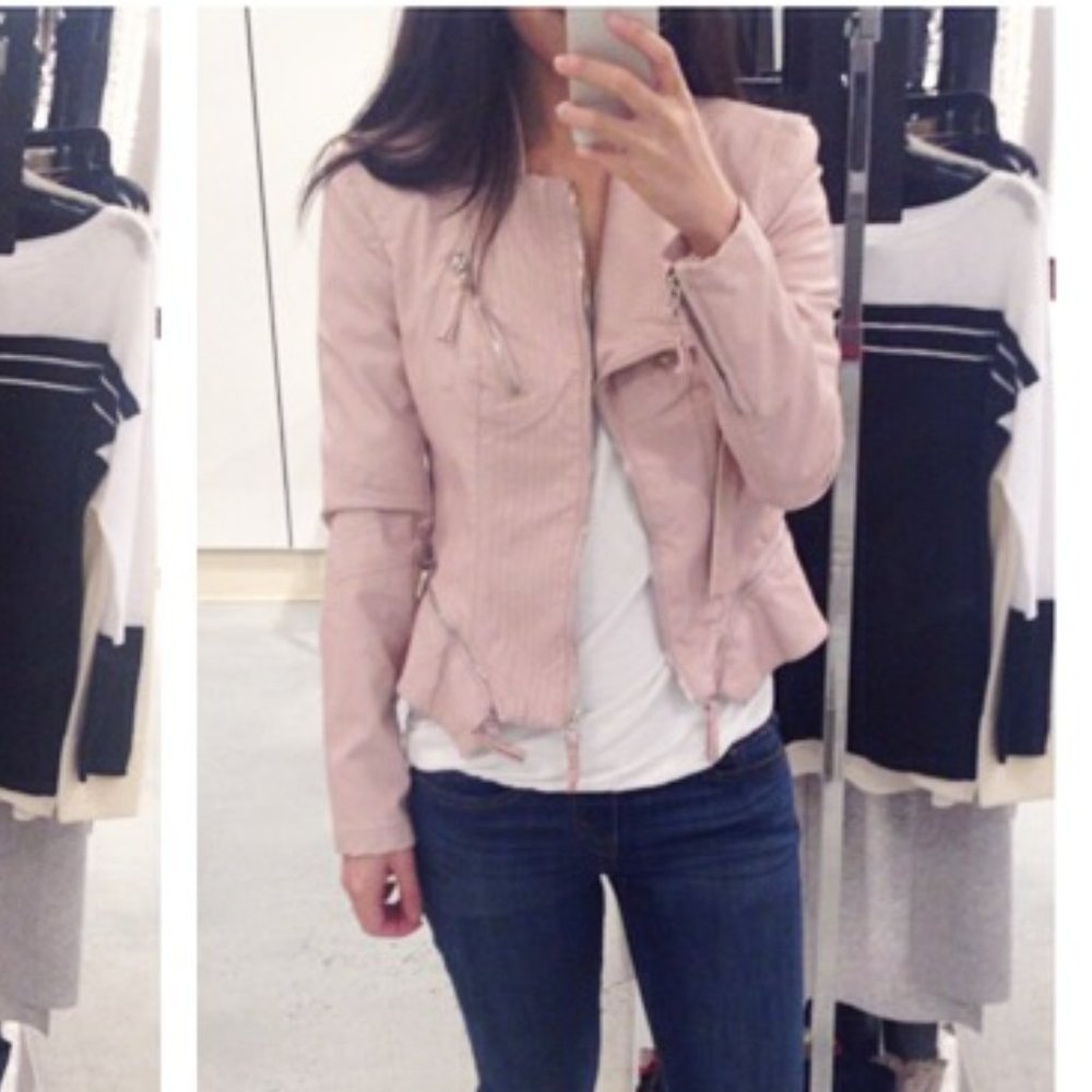 NWT BLANKNYC Blush Rose Pink Vegan Faux Leather Moto Motorcycle Jacket | Size S
